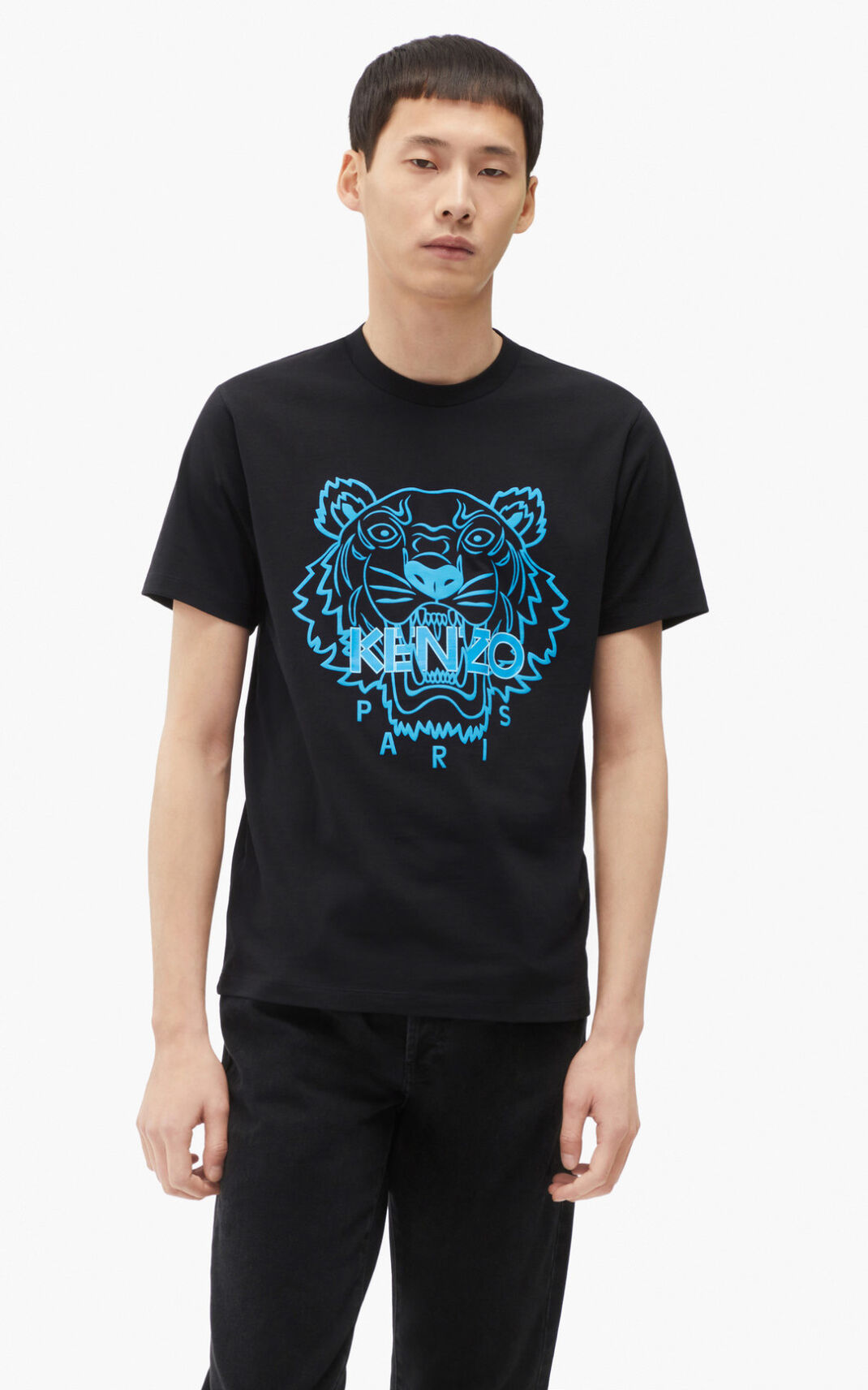 Camisetas Kenzo Tiger Hombre Negras FPX048259